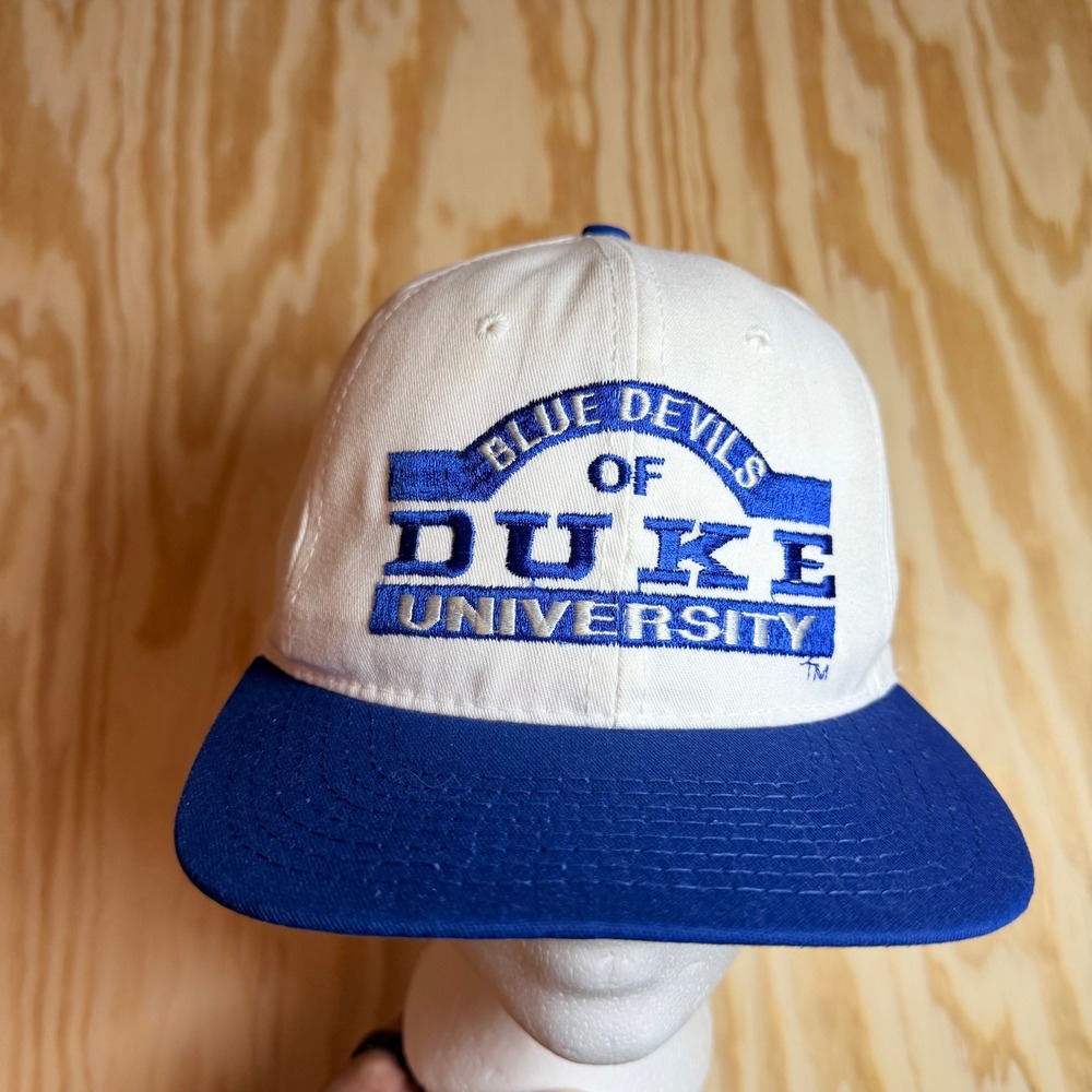 Vintage Duke University Blue Devils Snapback Hat P-Cap White Blue Made in USA
